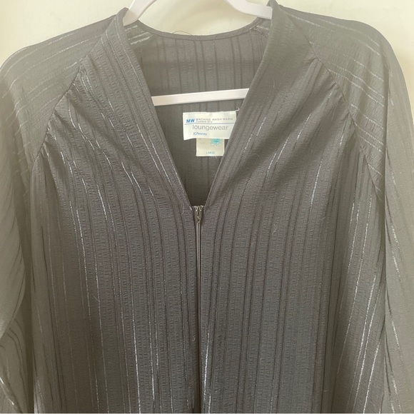 Vintage JC Penney Loungewear Black Maxi Zip Zipper Up Pkts Caftan Dress Size 12 - Picture 3 of 7